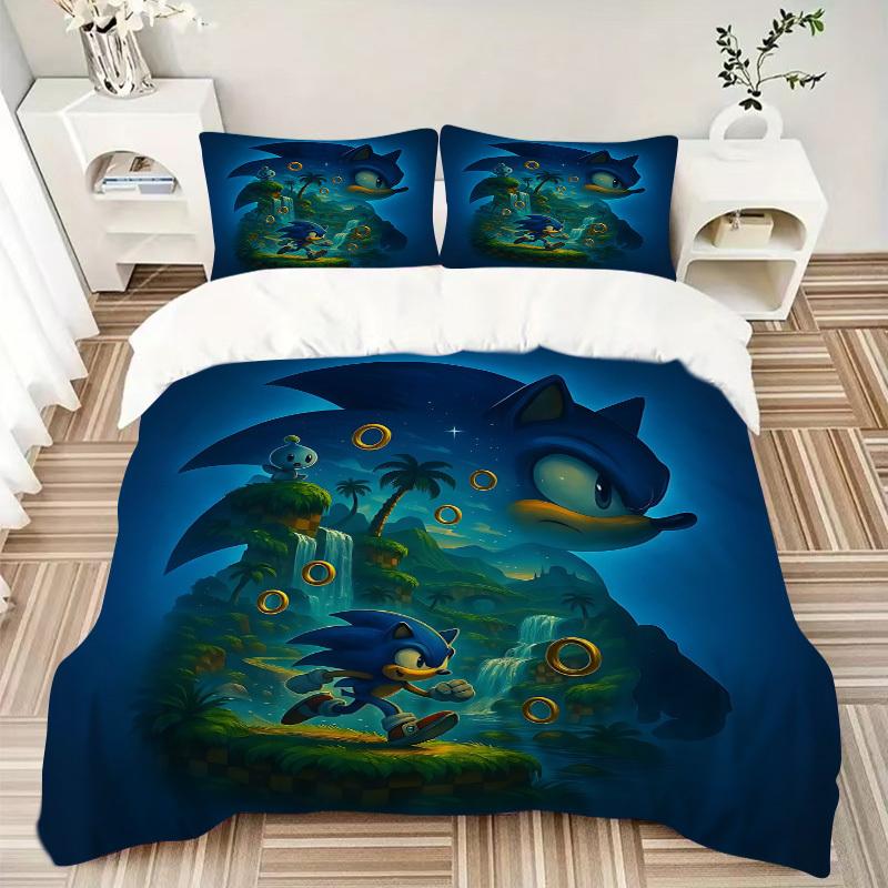 3pcs Sonic Duvet Cover Set, 1 Duvet Cover + 2 Pillowcases (No Insert), High-Definition Print, Home & Dorm Set yy251208022