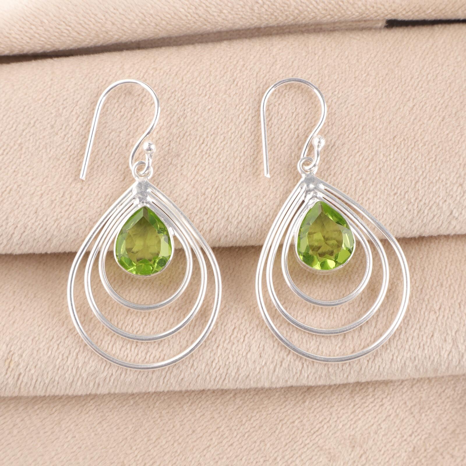 

Natural Peridot Gemstone 925 Sterling Silver Handmade Fashionable Earrings 1.80 EE-31-5