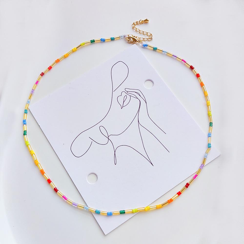 

Универсальное ожерелье-чокер из радужных бисерин ручной работы - Плетеный дизайн Ромашка для женщин, Европейский и американский стиль