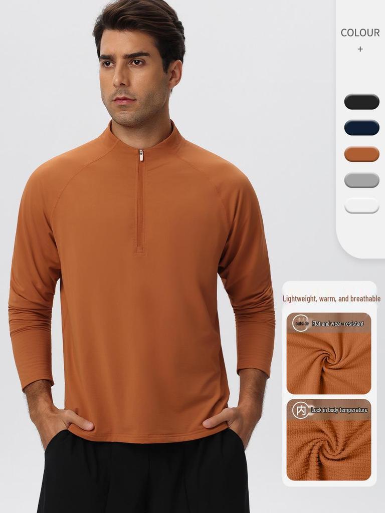 Men's Lightweight Half-Zip Long Sleeve Fitness and Running Top for Autumn & Winter