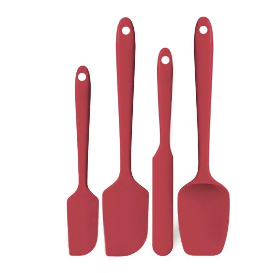 4Pcs Silicone Spatula Set Food Grade Ergonomic Handle Spatulas High Heat Resistant Kitchen Utensils for Cooking Baking Stirring Scraping Serving