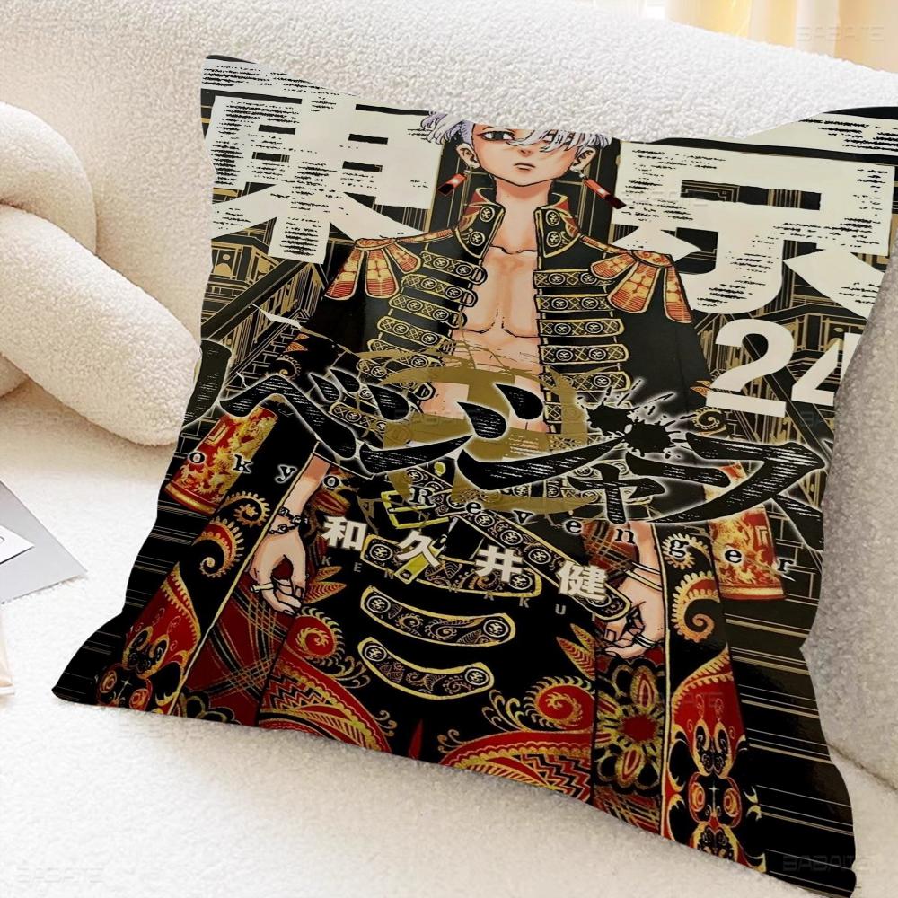 Anime Tokyo Reve Nger Pillow Covers Cartoon Sofa Decorative Home Double-sided Printing Short Plush Cute Cushion Cover