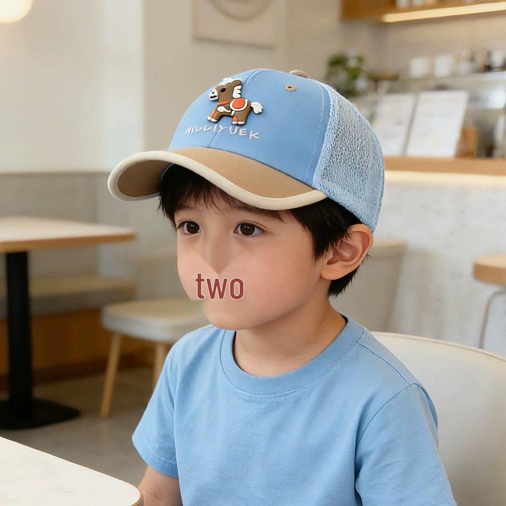 Korean Style Little Pony Embroidered Mesh Baseball Cap for Kids - Sun Protection Duckbill Hat