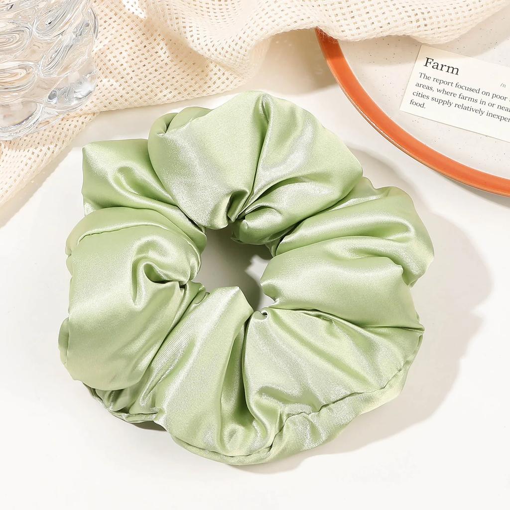 Weiches Kissen Elastisches Haarband Scrunchie für Frauen Luxus Design Große Blume Gefüllt Baumwolle Einfarbig Satin Pferdeschwanzbinder Accessoires