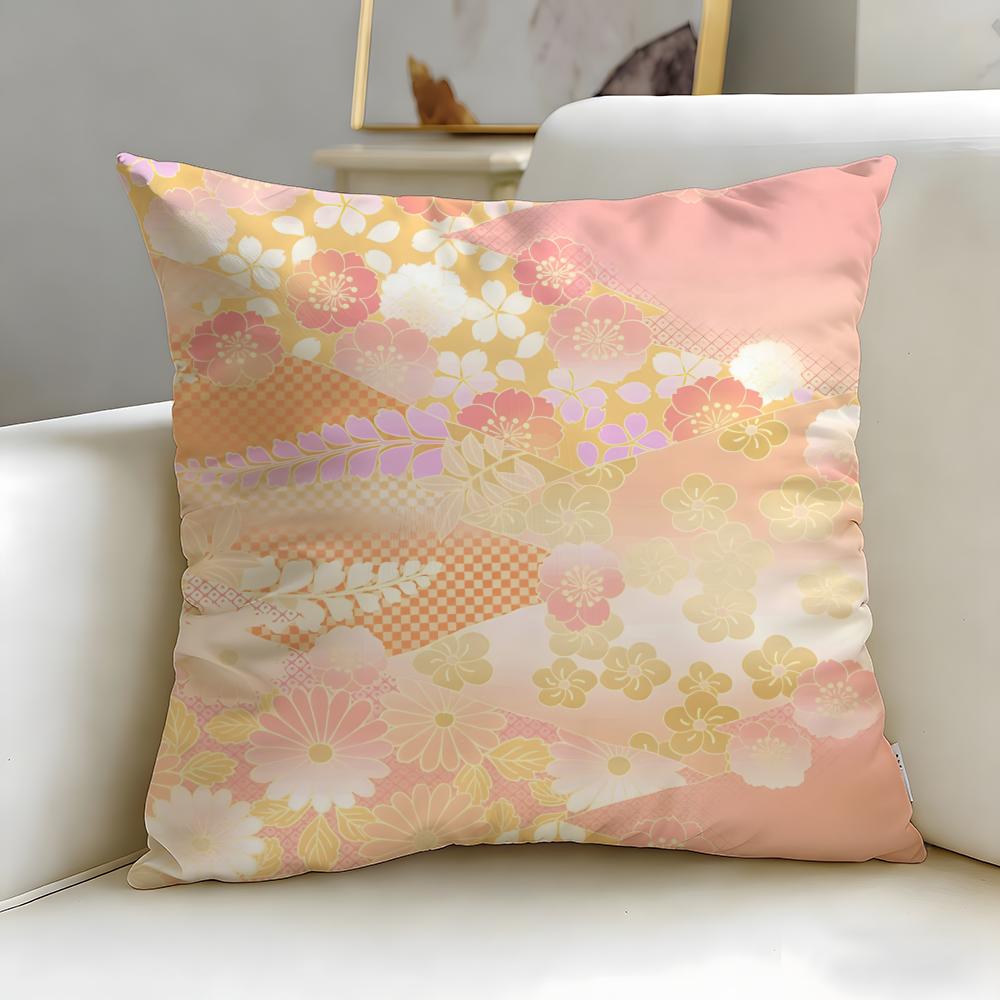 Chinese Traditional Floral Cushion Cover Soft  EasyWash Pillow Case  Versatile for Couch Bed Travel and Office