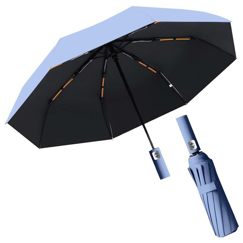 Solid Color 16/24 Bone Automatic Umbrella with Light Collapsible Windproof UV Protection Super Strong Sunshade Portable Design