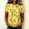 Women's Casual Raglan Sleeve Floral Print Short Sleeve Top Round Neck Lightweight Blouse Soft Fabric Relaxed Fit Summer Shirt