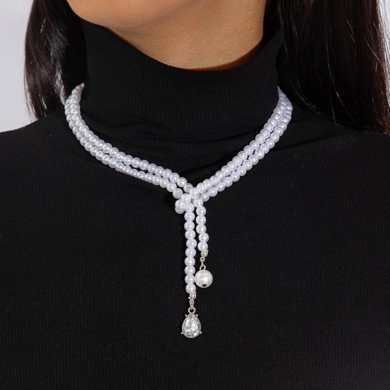

Fashion multi-layer imitation pearl necklace temperament high sense baroque size beaded French retro collar women