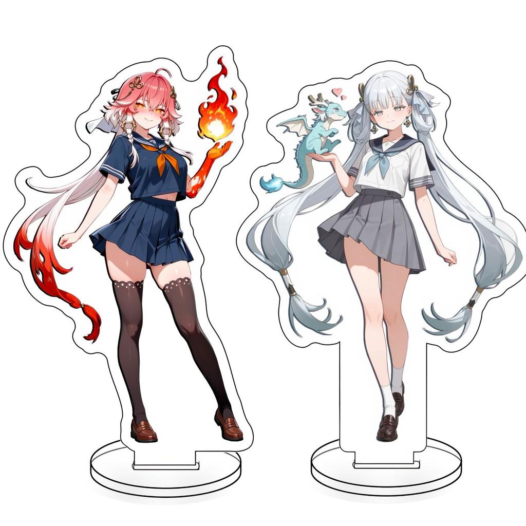 Narushio Character Goods WutheringWaves Nagari Consi Acrylic Stand Set of 2 Anime & Manga TOY Moé Goods Ver. High School Girl in Uniform