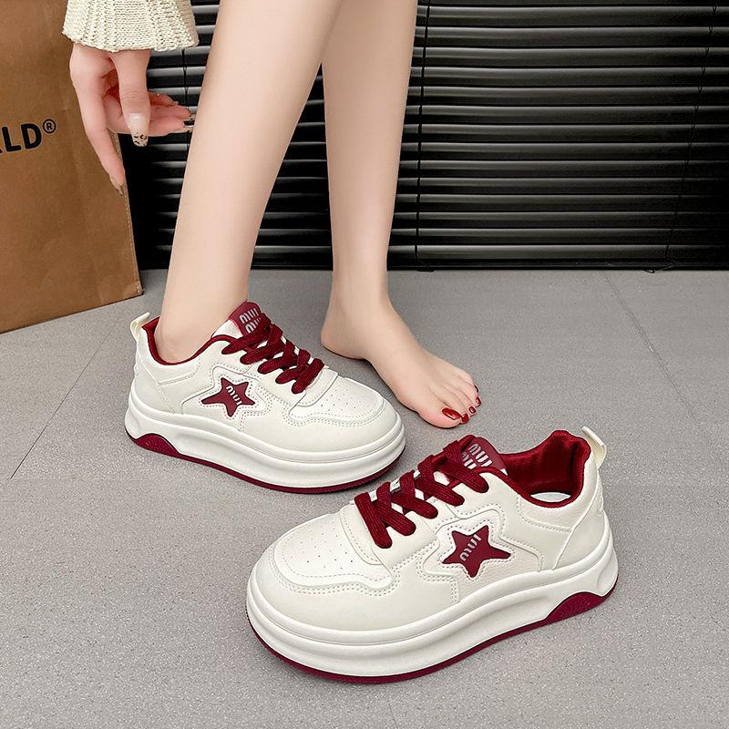 2025 spring and autumn popular star board shoes women's new student sports and leisure shoes ins versatile platform white shoes