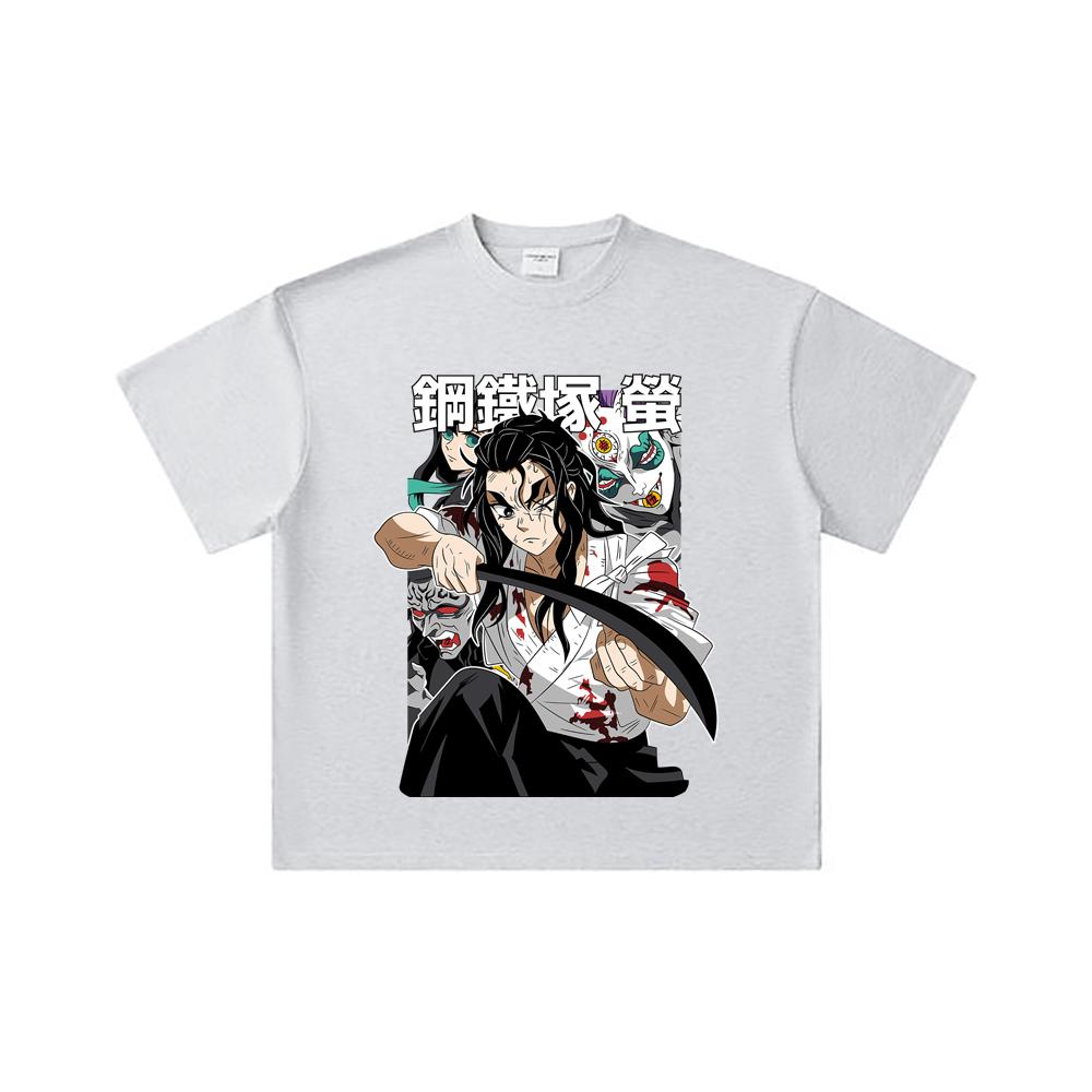 260 GSM Double Yarn 32 Count 100% Cotton Demon Slayer V27 Haganezuka Print Unisex Heavy Cotton T Shirt