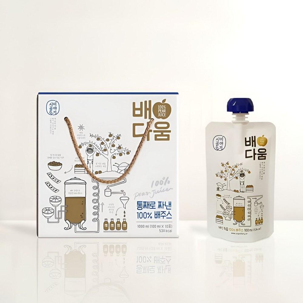 Baedaum Cold-Pressed Pear Juice, 100% Healthy Pear Juice Made by Squeezing Whole Domestic Pears, 10 pcs 100ml