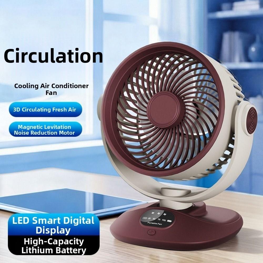 LED Digital Display Air Circulation Fan Type-c Rechargeable Outdoor Camping Fan  Bedroom