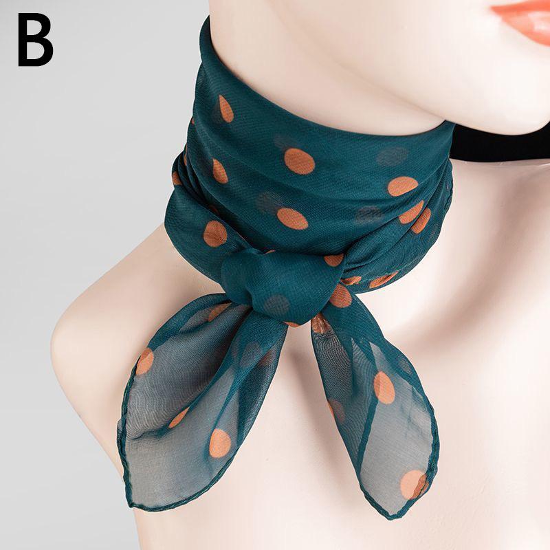 Vierkante Chiffonsjaal Zonbescherming Dunne Sjaals Zachte Wikkelsjaal Polkadot Damesaccessoires