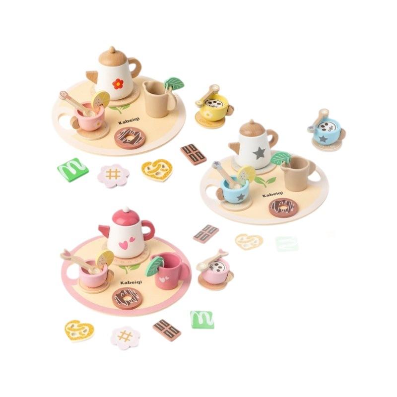 Early Education Children Simulation Play House Afternoon Tea Tea Set Toy Parent-Child Role-Playing Game Wooden