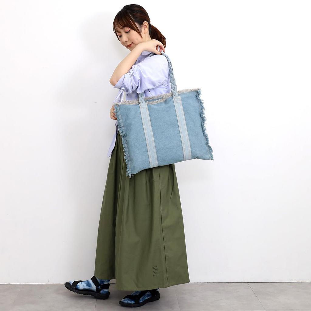 Nananoel Molly Unevenly Dyed Denim Big Tote Bag 2513311010 Denim (090)