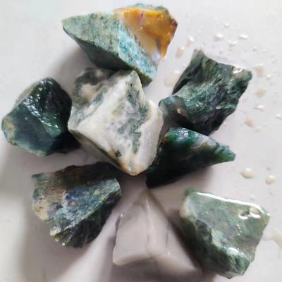 Přírodní surový mechový achát hrubý kámen křišťálové krystaly kámen léčení reiki minerál akvárium domácí místnost dekorace energetický kámen