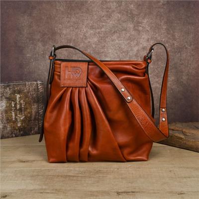 Geantă Retro de Umăr Crossbody Piele Naturală Falduri Geantă Femeiască High-end și Multifuncțională