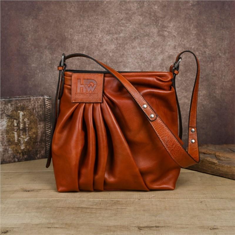 Johnature Borsa a Spalla a Tracolla Retrò Pelle Vera Pieghe Borsa da Donna di Alta Gamma e Multiuso