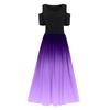 Plus Size Women O Neck Cold Shoulder Gradient Print Waist Tight Long Party Dress