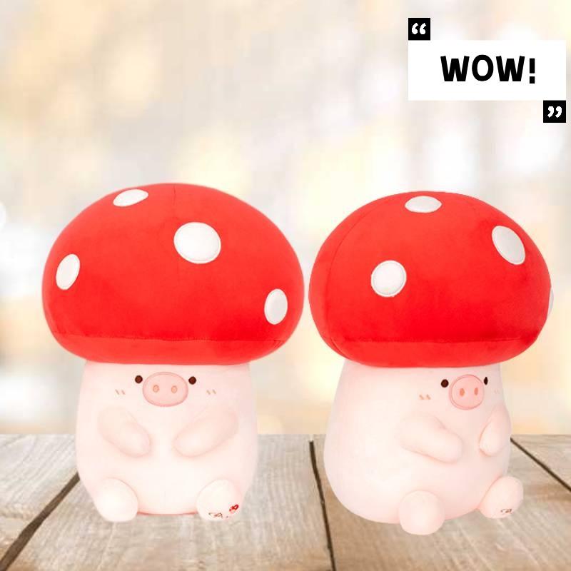 Cute Mushroom Pig Plush Toy Soft Stuffed Animal Doll For Girls Wedding Gifts