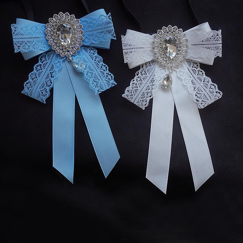 Korean Style Lace Ribbon Necklace Brooch With Classic Butterfly Design For Formal Attire
