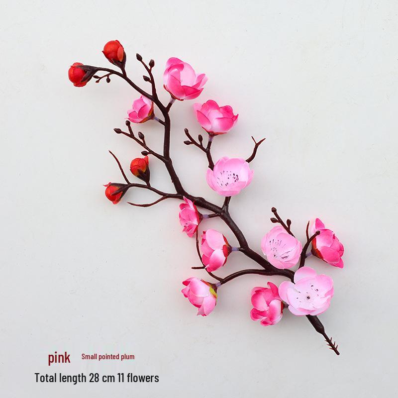 Artificial Plum Blossom Branch Decor - Winter Peach & Dried Flower Bouquet for Living Room, Chinese Home Decoration
