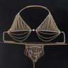 Rhinestone Tassel Bikini Bra Body Chain - Women's Nightclub Fashion