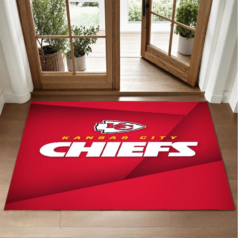 Kansas City Chiefs Design Crystal Velvet Rug Soft Decorative Mat for Bedroom Entrance