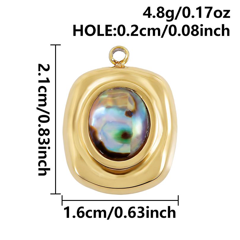 2pcs Different Shape Transparent Drip Oil Abalone Shell Charm Stainless Steel Charms For Jewelry Making Pendant DIY Accessories