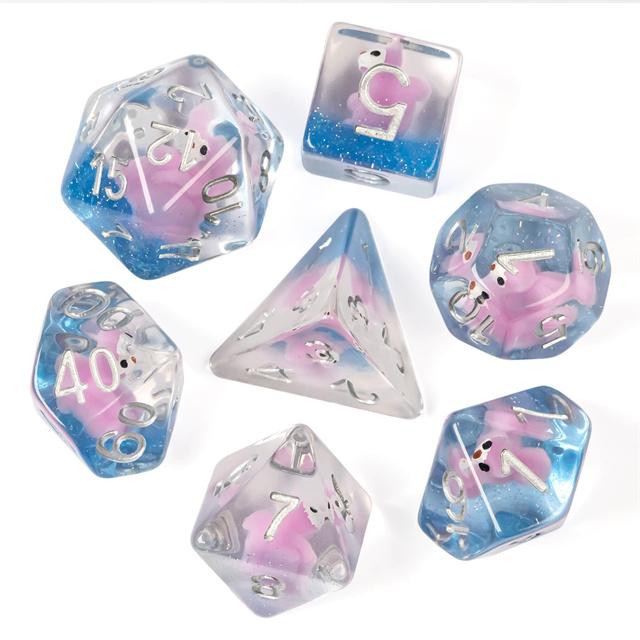 Cusdie Cute Animals DnD Dice Resin D4 D6 D8 D10 D% D12 D20 Polyhedral Dice Set for D&D Pathfinder Role Playing Table Board Games