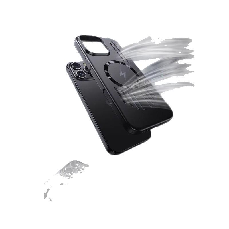 Compatible with iPhone 17 Pro Max Metal Paint Hollow Heat Dissipating Magnetic Suction Hard Case