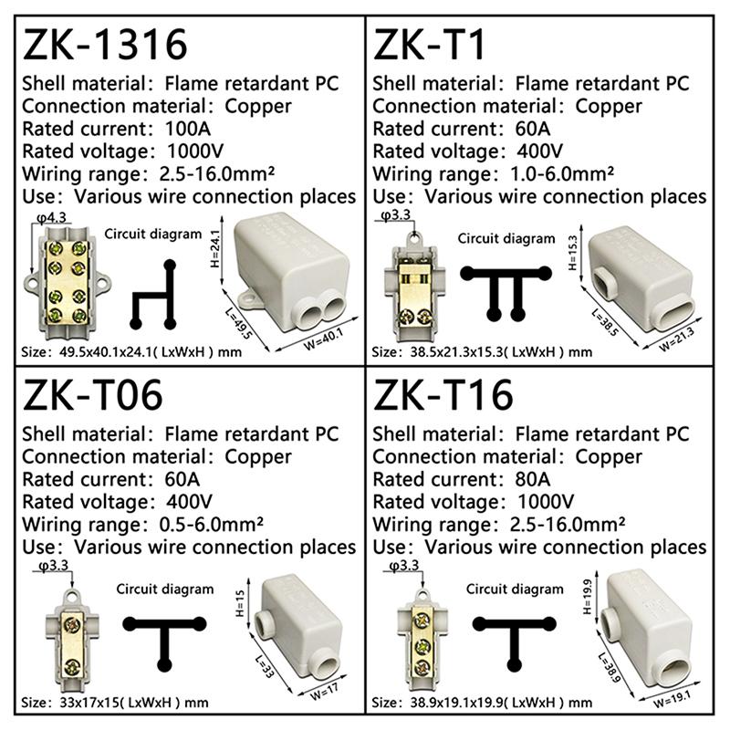 High Power Splitter Quick Wire Connector Terminal Block Electrical Cable Junction Box Zk-306 Zk-506 Zk-T06 Zk-T16 Connectors