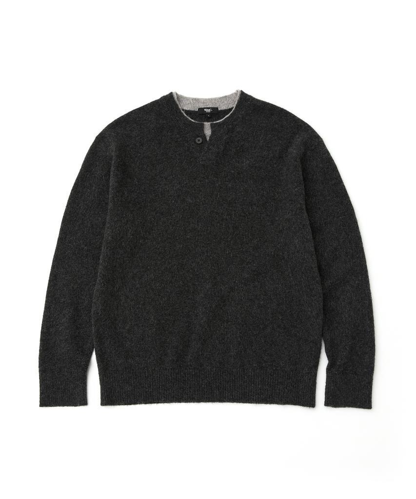 WMC Layered Henley Neck Knit_Grey