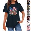 Women's Fashion Independence Day  Printed Round Neck Short Sleeved Casual T-shirt Top