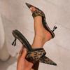 Modische Sexy Spitzschuh High Heel Sandalen für Damen Sommer 2025 Neue Leopardendruck Party Pantoletten Frau Dünne High Heel Bankettschuhe