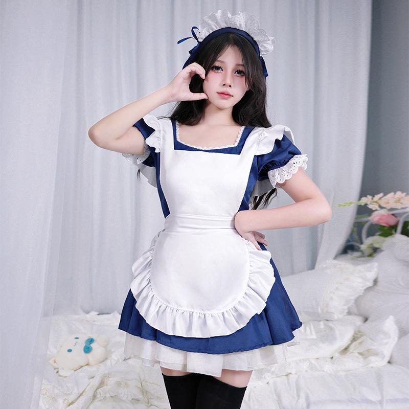 2025 Angelic Maid Navy Blue Lolita Dress Set - Cute Japanese Cosplay Outfit