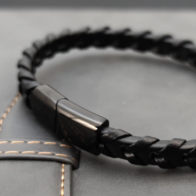 Simple New Style Men's Leather Bracelet Black/Blue/Brown Stainless Steel Buckle Valentine's Day Charm Bangle Gift Jewelry