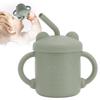 1 Pcs Silicone Sippy Cup Pattern Baby Learning Training Cup Drop Resistant Silicone Sippy Cup with Handles Spout Lid