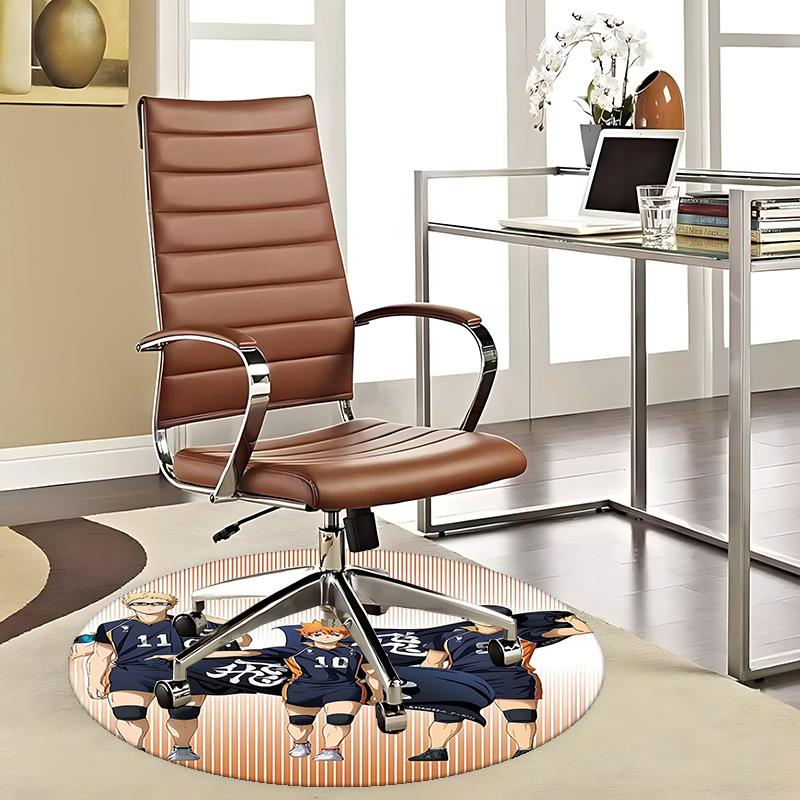 1pc Haikyuu! Karasuno High Volleyball Team Uniform Round Carpet, Office Chair Mat, NonSlip Rug for Home Decor, Gift, Office, Living Room