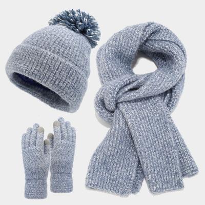 Women's Winter Fashion Cold-proof Hat Set Hat Scarf Gloves Three-piece Set