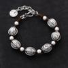 Silver-Plated Mantra Bead Woven Bracelet – Unisex Retro National Style Rope