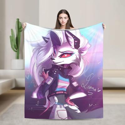 Sexy Loona deka potah z fleecu Helluva Boss Anime měkké přehozy do letadla cestovní koberec