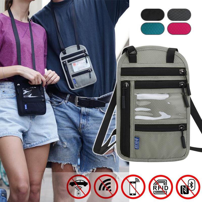 Fascia porta soldi da viaggio Blocco RFID Impermeabile Marsupio Marsupio Portafoglio Nascosto Segnale Blocco RFID Porta Passaporto Borsa Documenti