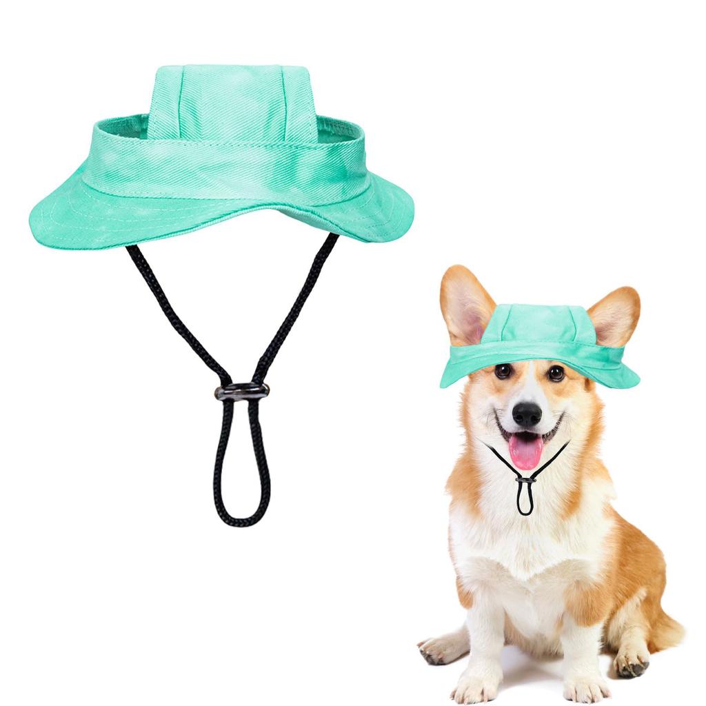 Adjustable Pet Hat with Wide Brim and Ear Hole Design Lightweight Sun Protection Cap for Dogs and Cats Outdoor Use