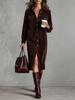 Corduroy Long-Sleeve Lapel Shirt & Loose Skirt Set - Solid Color, 2026 New Style