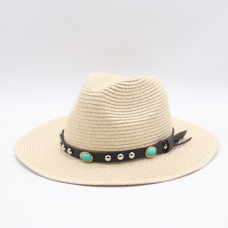 Summer men's and women's sunscreen straw hat sunshade Panama top hat seaside straw wide brim sun hat travel beach hat