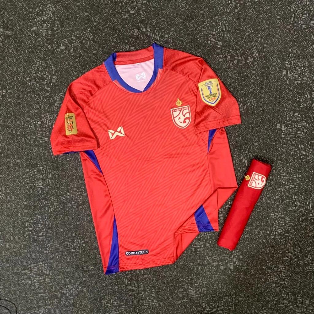 Thailand FOOTBALL SOCCER NATION TEAM JERSEY SHIRT HOME FAN Print V Neck Unisex Men Women Quick Dry Short Sleeve Uniform Elephant Logo Sport