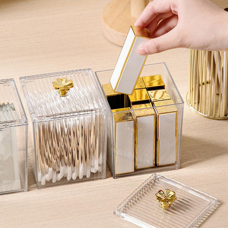 Makeup Cotton Pad Storage Box for Cotton Swab Rod Cosmetics Jewelry Bathroom Container Lipstick Organizer Box Multifunction