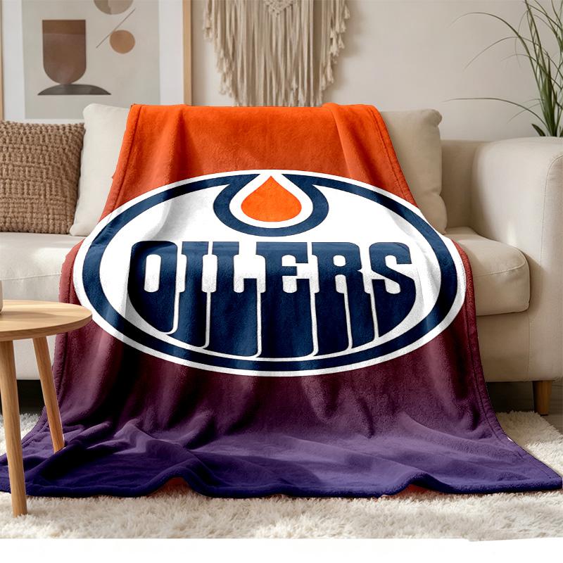 Edmonton Oilers Soft and Comfortable Flannel Suitable for Sofas Living Rooms Outdoor Camping Travel and Also Makes a Great Anniversary Gif